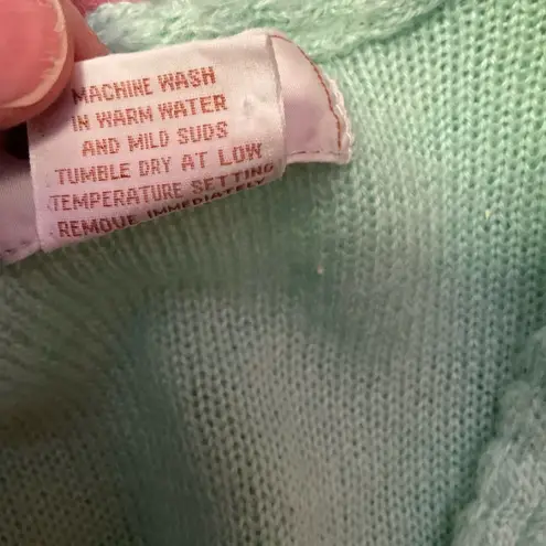 Vtg 70s mint green cardigan vest Size M