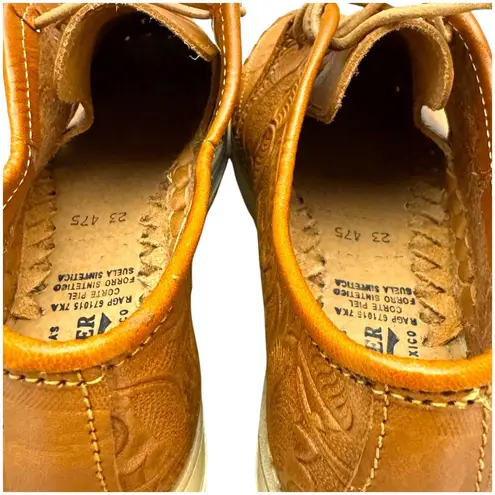 Artesanias Rauger Tooled Made in Mexico Leather Shoes Brown 6