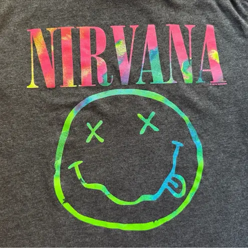 Nirvana Rainbow Logo Smiley Face T-Shirt – Black – Size Small