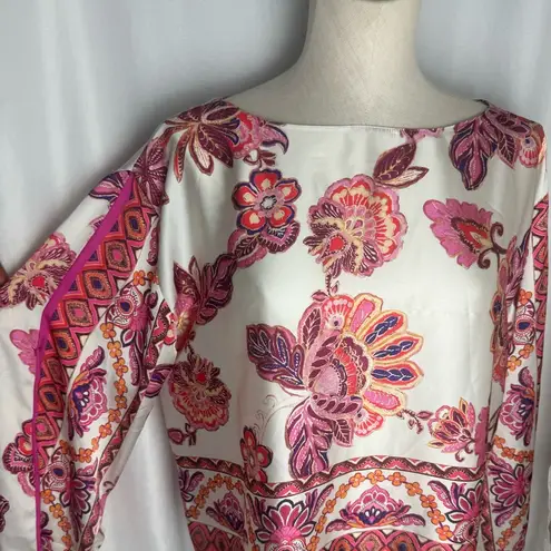 ZARA  Floral Pink and White Women's Top satin 
Medium