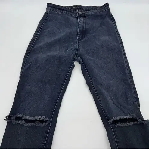 American Bazi Women/Juniors Black Skinny Distressed Jeans w/Excellent Stretch-7