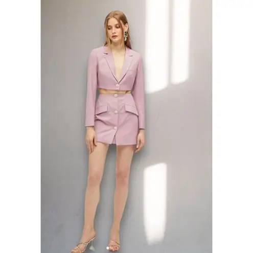 NWT Nana Jacqueline‎ Stella Cropped Blazer Diamond Crystal Single Button Purple Size M