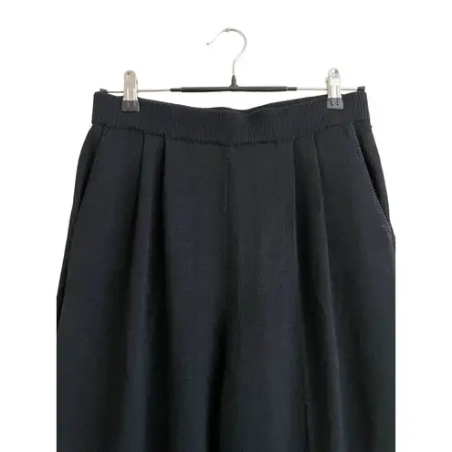 St. John Evening Santana Knit Pleated Pants Size 10 Black Pullon Wool Blend
