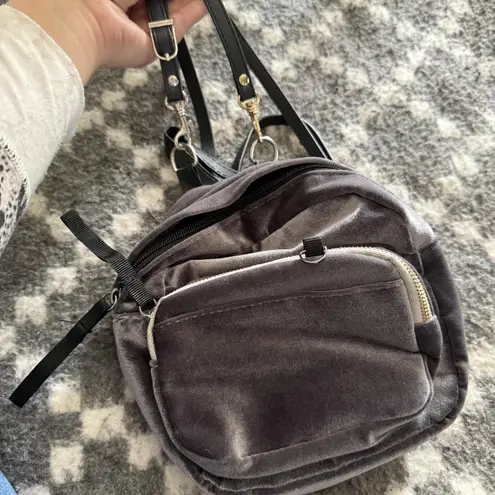Velvet Mini Backpack Womens Small Gray Black Convertible Straps Purse Bag Casual