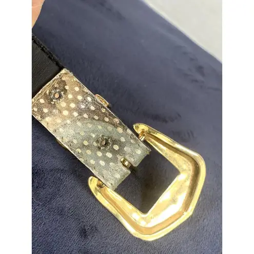 Vintage Elite Womens Belt Large Metallic Medallion Gold Buckle Retro 80s 90s