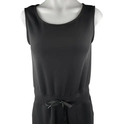 Nicole Miller  Black Sleeveless Tie Waist Round Neck Tank Straight Jumpsuit Sz S