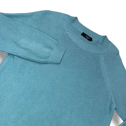 Weekend MaxMara Women's Crewneck Knit Sweater Aqua Blue Raglan Cotton