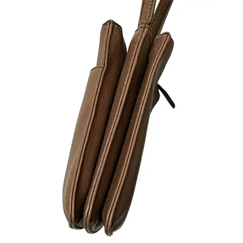 Matt & Nat Brown Vegan Leather Crossbody Front Middle Two Zipper Compartments