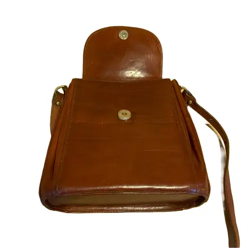 Brahmin VINTAGE 1990'S COGNAC BROWN LEATHER CROSSBODY PURSE
