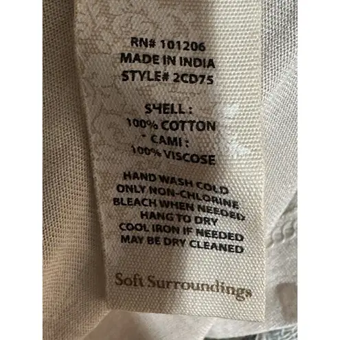 Soft Surroundings Tunic Top Stripe Green Cotton Pullover Size Large Beach Resort