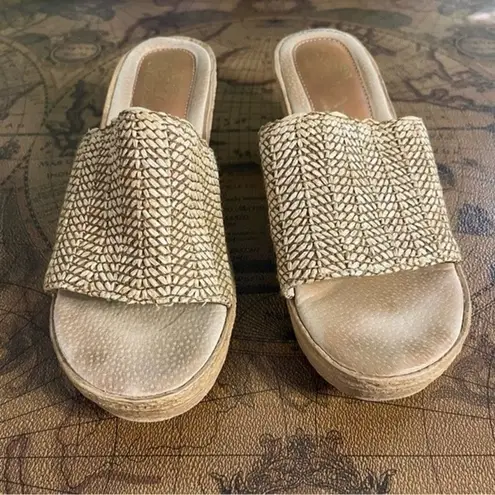 sbicca Womens Ballona Natural Beige Jute Slip On Platform Wedge Sandal sz 9M Y2K
