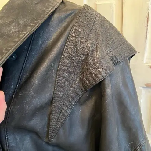 Vintage Gino di Giorgio Black Leather Moto Bomber Jacket Oversized W 2XL M XL Size XXL