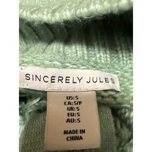 Sincerely Jules Women's Green Cable Knit Long Sleeve Quarter Zip Sweater Top S
