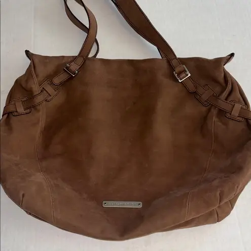 MANDARINA DUCK BROWN SUEDE SHOULDER BAG ZIP CLOSURE PRELOVED VERY CLEAN INSIDE
