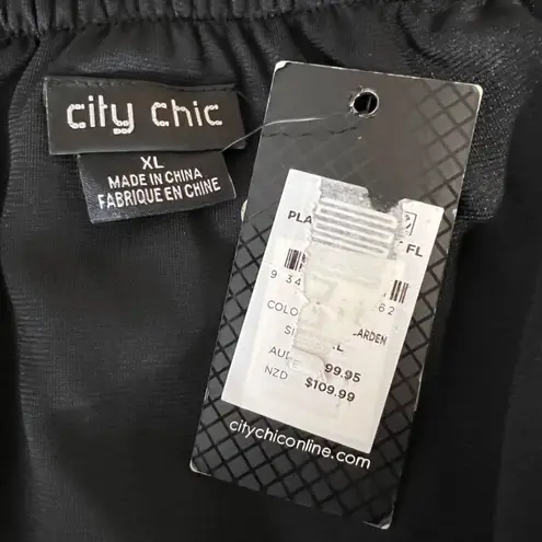 City Chic Womens Shorts Romper Floral Print Tie Front Black White Size XL 22