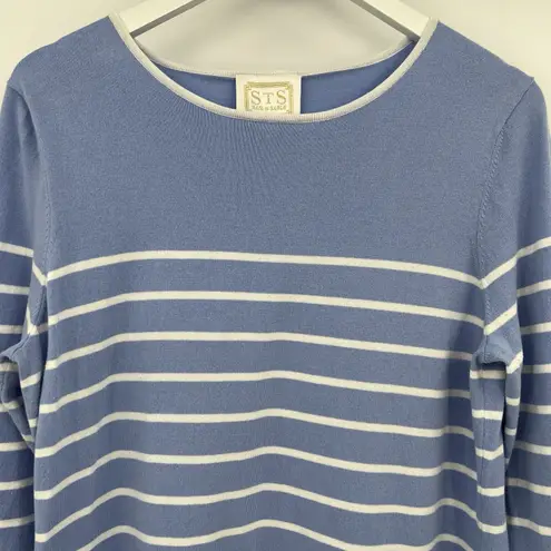 Sail To Sable STS Blue White Striped Sweater Dress 3/4 Length Sleeves Size XL