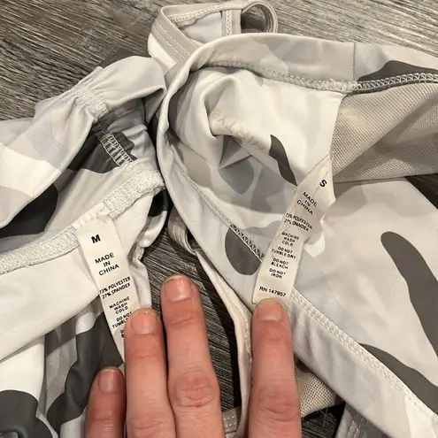 Carbon 38 Thirty8 Honor Crop White Camo high rise mesh bra (S) leggings (M) VGUC