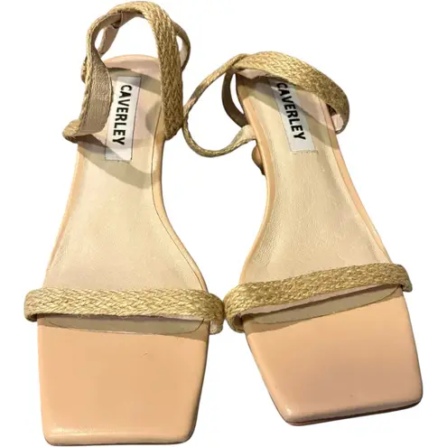 Anthropologie Caverley Jamie Heels Raffia Natural Nude Shoes Size 39 / 9