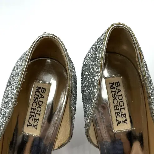 Badgley Mischka Daisy II Glitter Heels Women’s Size 6 Gray Stiletto Pointed Toe
