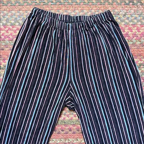 VTG CITY KNITS MICRO STRIPE STRETCHY PULL ON PANTS Black Size M
