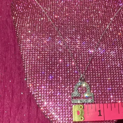 Boutique NEW Bling Libra Sterling Silver 925 Necklace Zodiac Sign Horoscope Astrology Goth Egirl