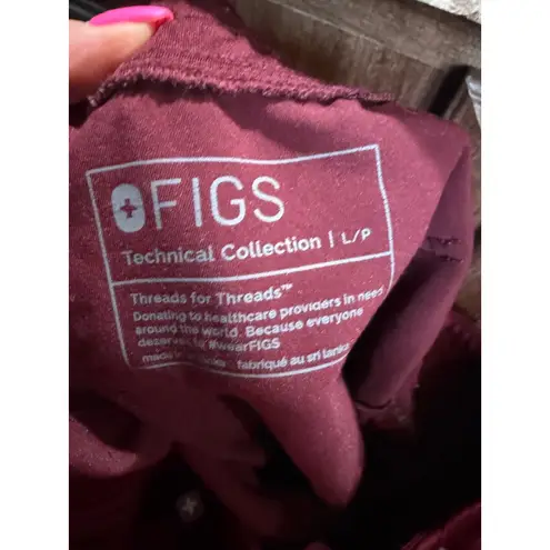 FIGS Women's  Maroon Jogger Scrub Pants LP with Gray Drawstring - Image 9