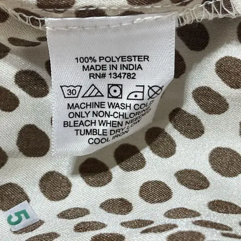 Indulge Maxi Dress Brown and Cream Dot V-Neck Open Back Size L Large