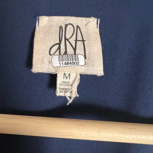 dRA Cicero Navy Blue Check Geo Print Long Sleeve Wrap Midi Dress Size Medium