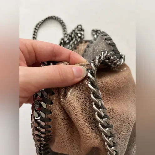 Stella McCartney Shaggy Deer Falabella Ombre Metallic Mini Tote Ruthenium Chain