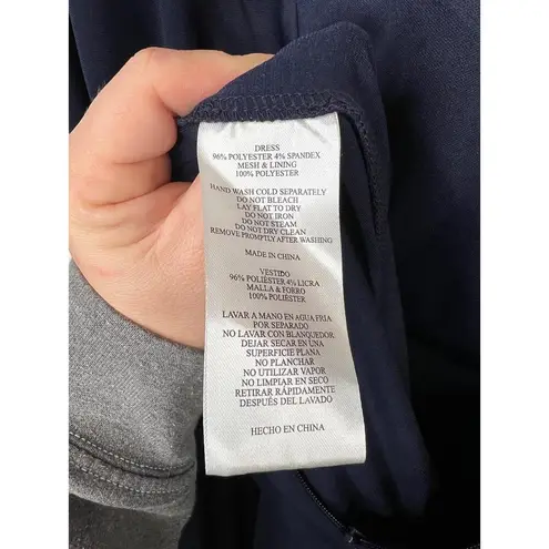 Alex Evenings Navy Blue Crepe Side Ruched Dress Sweetheart Lace Illusion Sz 10 - Image 13