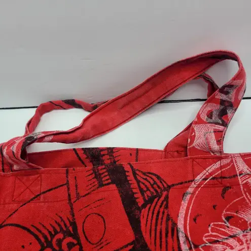 Vintage Trader Joe's Red Cloth Logo Shopping Bag Tote Made In USA