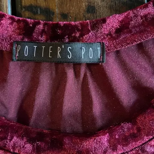 potter's pot Cranberry Wine Merlot colored Potter’s Pot velvet velour top short sleeve