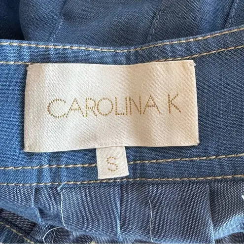 Carolina K Rosa Chambray Embroidered Midi Skirt Size S Blue