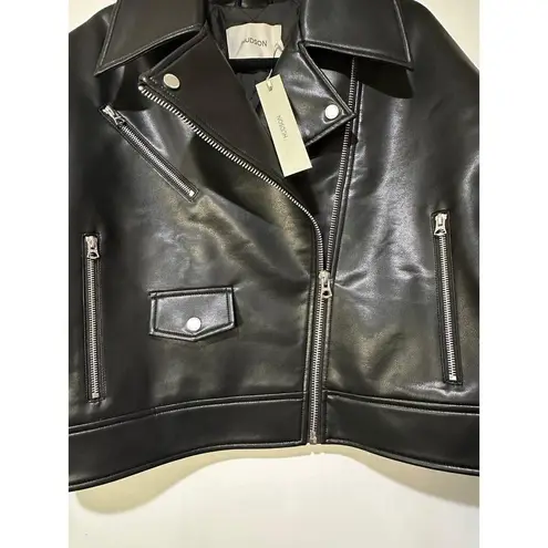 Hudson Faux Leather Black Jacket Small NWT Sample Piece Biker Jacket Moto Detail