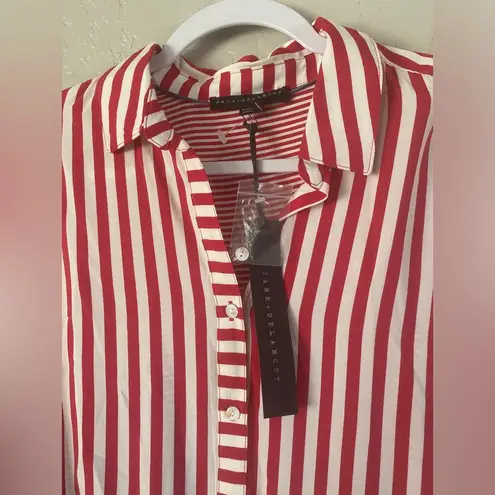 Jane and Delancey Womens Shirt Long Roll Tab Sleeves Button Up Striped Size S