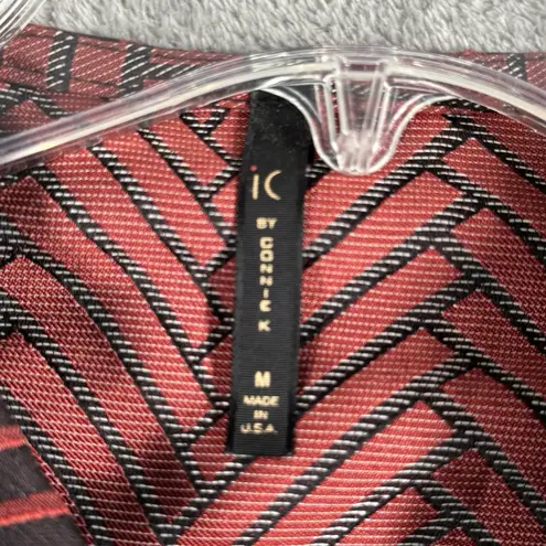 IC by Connie K Jacket Womens Medium Black Red Geometric Asymmetrical Lagenlook