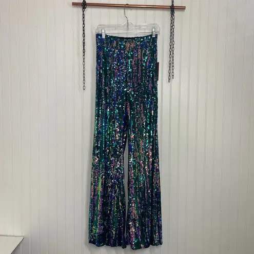 NWT Alix NYC High Waisted Sequin Kimmel Pants Size S Aurora Blue