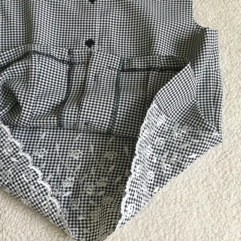 Connected Apparel Vintage 90s Gingham Floral Embroidered Two Piece Skirt Set by - Sz 12