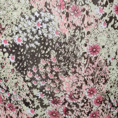 kim rogers yellow & brown ditsy floral layered midi skirt size lp