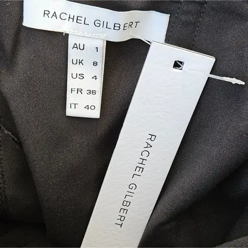 Rachel Gilbert Zion Mini Dress in Black with Feather Trim Size US 4