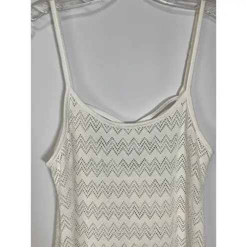 Women's Criss Cross Lace Tank Dress Swimsuit Beach Swim Cover Up White Medium White