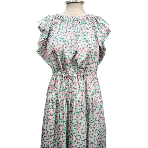 Dovima Silk Ruffle Sleeve Tie Waist Maxi Dress Size Medium Pink