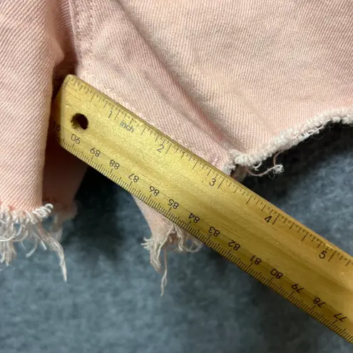 Free Assembly Women's Pink Denim Shorts Size 16 High Rise Raw Hem Casual