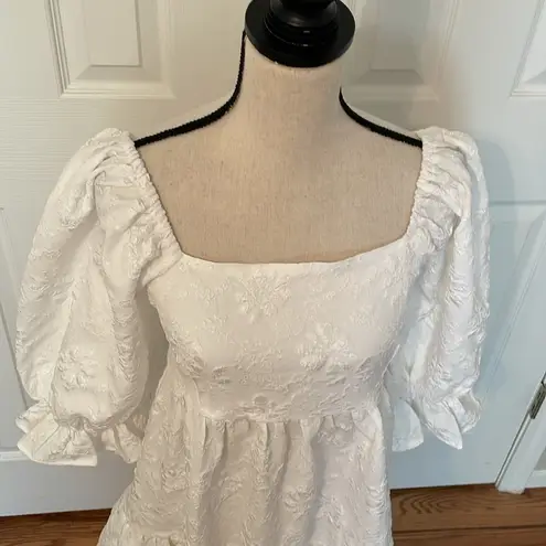 Entro  Short Puff Sleeve Off Shoulder White Dress NWT Sexy Flirty Above Knee M