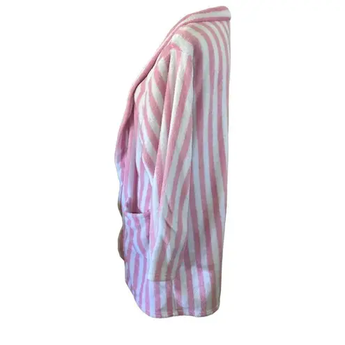 PJ Couture Striped Fleece Bath Robe Sleepwear Pajamas Pink Size L