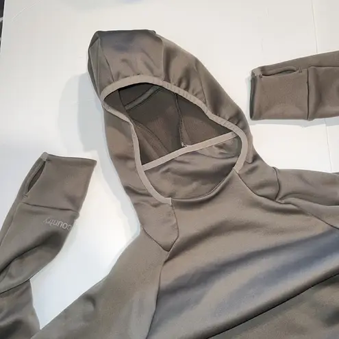 Back Country hoodie pullover pocket small olive green thumb holes snug fit - Image 8