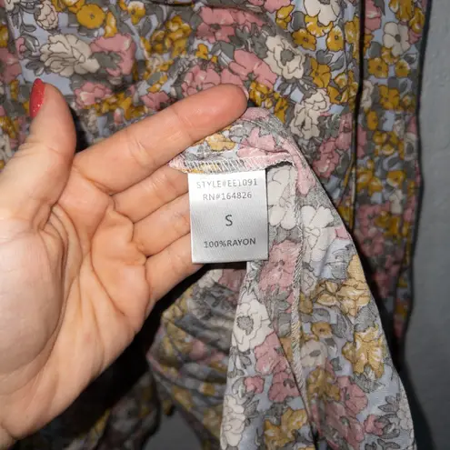 Elloh New Pink & Yellow Floral Reversible Maxi Dress Size Small