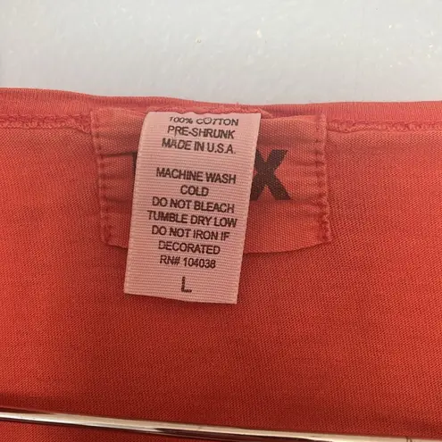 Flax 100% Cotton Casual Long Sleeve Coral Red Orange Shirt