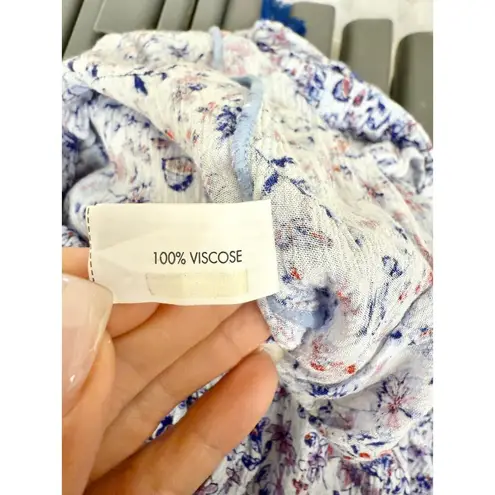 Poupette St. Barths Floral Print Strapless Short Romper Blue Women's Size XS