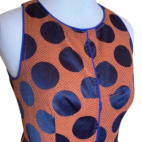 Maeve Anthro Rokin Polka Dot Orange Blue Dress 0